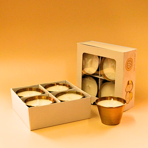 Paquete de 4 velas perfumadas Swarn Diya de acero inoxidable - Product Image 1