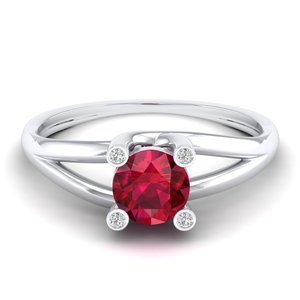 REYES Classic Round Brilliant Cut 0.84 Carat <b>Ruby</b> Gemstone Solitaire <b>Ring</b> <b>For</b> <b>Women</b> in 14K Solid Gold Diamond Fine Jewelry - Product Image 5