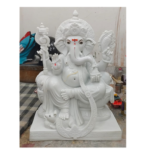 Estatua de Shiva Meditando, Tallada a Mano, Pulida, de Gran Tamaño, en Mármol Blanco, Diseño Moderno, Piedra Natural de Gujarat - Product Image 3