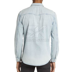 Diseña Tu Propio Logotipo, Camisa de Mezclilla de Manga Larga para Hombre, Diseño OEM, Camisas de Mezclilla Personalizadas para Hombre - Product Image 3