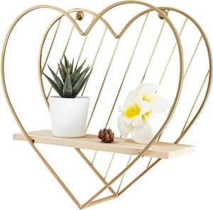 Étagère murale flottante en métal doré en forme de cœur, mignonne, romantique, moderne, pour chambre à coucher, chambre d'enfant, salon, cadeau unique, décoration - Product Image 4