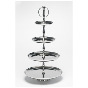 Multi Tier <b>White</b> Metal Dishwasher Safe Dessert <b>Stand</b> with Strong Support Rod for Home Appliance Use - Product Image 5
