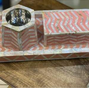 LumiPearl Luxury Bakhoor Burner Handcrafted <b>Mother</b> of Pearl Mosaic Incense Holder Set for Elegant Homes & Contemporary Interior - Product Image 5