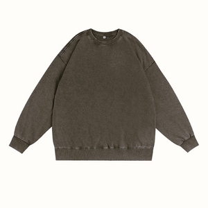 Sweat-shirt à col rond pour homme personnalisable, 100% coton, lavé, de haute qualité, respirant, vêtements décontractés pour homme - Product Image 1