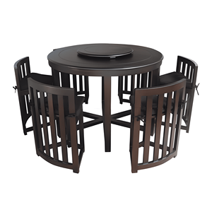 Juego de Comedor Moderno con Mesa Redonda de Madera Maciza y Tablero Giratorio y 4 Sillas para Comedor - Product Image 1