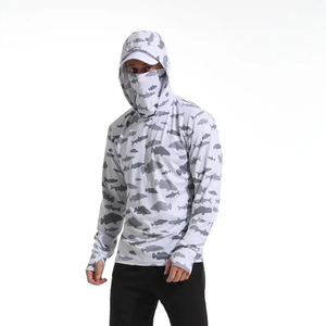 Sweat à capuche de pêche personnalisable gris à manches longues, dernier design, séchage rapide et respirant, protection UV - Product Image 2