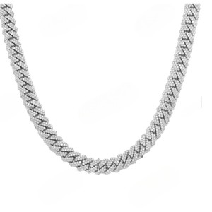 Cadena cubana de eslabones helados de 12 mm y 22 pulgadas, de plata de ley 925 chapada en oro amarillo, con cierre extendido, estilo hip hop de Miami, de lujo y llamativa. - Product Image 1