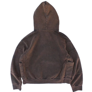 Sudadera con Capucha Personalizada para Hombre, Estilo Vintage, Negra, Lavada, Desgastada, Tejido de Punto, 100% Algodón, Teñido Liso - Product Image 4