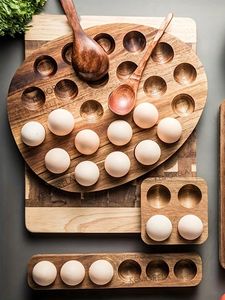 Large Capacity Wooden <b>Egg</b> Tray for Storing Farm Fresh <b>Eggs</b> Compact Wooden <b>Egg</b> Holder Tray for Small Kitchen Spaces at low cost - Product Image 2