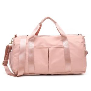 Pink <b>Nylon</b> Duffel Bag With Adjustable Straps And Front Pockets Fashionable Portable Design - Product Image 1