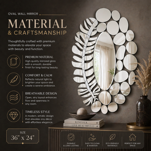 Oval Banana <b>Leaf</b> <b>Wall</b> Mirror 36x24 Inch Stylish Decorative Mirror for Living Room Bedroom Bathroom Tropical Home <b>Decor</b> - Product Image 6