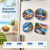 Aimant de réfrigérateur 3D en polyrésine peint UV, souvenirs de plage des Maldives tropicales, pour les boutiques de cadeaux des stations balnéaires, vente en gros