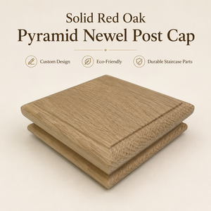 Custom Design Solid Red Oak Pyramid Newel <b>Post</b> <b>Caps</b> (95mm)-High Quality Eco-Friendly Durable FSC Certified Staircase Solid Wood - Product Image 2