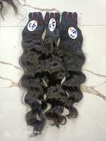 Ekstensi Rambut Manusia Remy India Virgin Body Wave, Jahitan Mesin Ganda, Semua Warna Tersedia, Single Drawn Ends, Bebas Bahan Kimia, 100 gram
