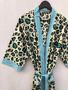 Robe kimono en coton imprimé léopard, paréo de mariée, robe kimono indienne à motifs imprimés au bloc - Product Image 6