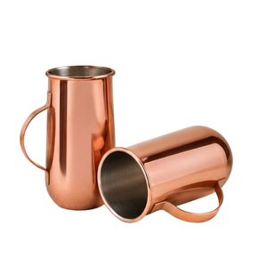 Mug à Moscow Mule en cuivre pur artisanal avec poignée en laiton, tasse en cuivre martelé pour cocktails et bière, au prix le plus bas - Product Image 2