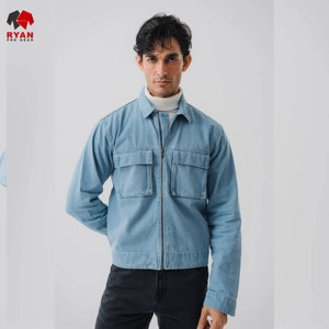 Chaqueta Vaquera Personalizada de Primera Calidad para Hombre con Cierre de Botones y Logotipo Personalizado Diseño OEM - Product Image 1