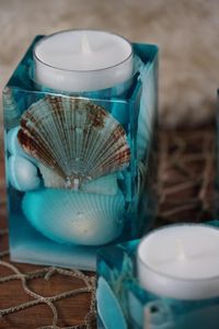 Portavelas Cuadrado de Resina y Madera, Diseño Artesanal, Ecológico, Sin Humo, Aromático, para Diwali, Navidad, Hogar, Spa, Cafetería - Product Image 2