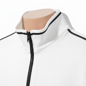 Heavyweight Cotton Two Piece <b>Zip</b> <b>up</b> Contrast <b>White</b> Men Stand Collar Side Pockets Breathable Casual Autumn Wear Regular FitSolid - Product Image 4