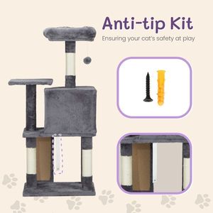 47-Inch Cozy Cat Tower for Indoor Cats Large Condo with Padded Platform Bed Toy Ball Scratch Board Indoor Cat Tree - Product Image 6