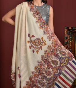 Embroidered Print Handmade Elegant Kashmiri <b>Women</b> Pashmina <b>Shawl</b> Fancy Allover Pattern Winter Ladies Breathable Long <b>Shawls</b> - Product Image 1