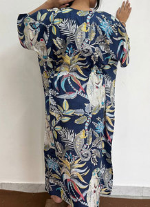 Vestido Kaftán Largo de Algodón Estampado para Mujer con Diseño Floral Único y Tacto Suave - Product Image 5