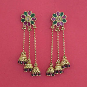 Jhumki antique du Cachemire avec placage or mat 231926 Bijoux faits à la main en Inde - Product Image 5
