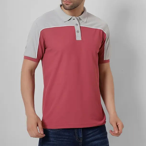 Polo à manches courtes pour homme, rouge et gris, en coton Oxford, coupe classique, respirant, design uni - Product Image 5