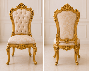 Juego de Comedor Hecho a Mano con Temática de Mansión Victoriana, Mesa de Comedor con 6 Sillas Tapizadas, Muebles para el Hogar de Estilo Antiguo - Product Image 2