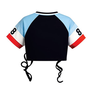 Top Corto Sexy de Fútbol para Mujer, Personalizado con Cordones, Cuello en V, Camiseta Deportiva Corta, Ropa Urbana Moderna, Suministro OEM de Camisetas de Fútbol Americano - Product Image 2