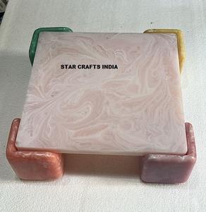 Posavasos Cuadrado de Resina Ecológico Hecho a Mano de Primera Calidad, 10 cm x 10 cm, Duradero, Moderno, Multifuncional, con Logotipo Personalizado, para Mesa de Comedor, Escritorio de Oficina - Product Image 1