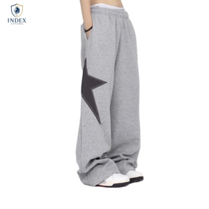 Pantalones Deportivos Grises para Hombre de la Marca INDEX APPAREL, Cintura Elástica con Apliques de Estrellas, Pantalones Casuales para Otoño - Product Image 1
