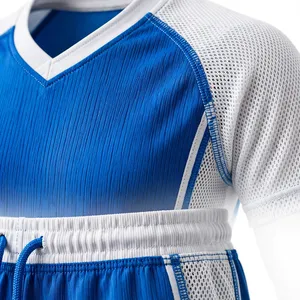 Unisex Blue White Polyester Sublimation Printed Sport Jersey Shorts Set Breathable <b>Athletic</b> Wear Adult Uniform In-Stock - Product Image 5