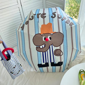 Sombrilla Plegable de Goma Negra con Diseño de Dibujos Animados de Alta Calidad, Protección UV, Manual, para Mujer - Product Image 3