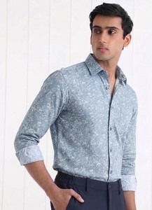 Camisa Casual de Hombre Enovate con Estampado Floral, 100% Algodón, ODM, Manga Larga, Cuello Clásico, Transpirable, Tela Popelina Doble, para Verano - Product Image 2
