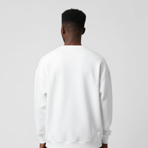 New Arrival 2026 <b>Men's</b> <b>White</b> Crew Neck Pullover <b>Sweatshirt</b> Oversized Fit Regular Sleeve Knitted Cotton Casual Autumn Wear Front - Product Image 3