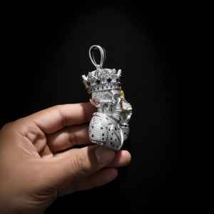 Colgante de Calavera con Corona y Esqueleto de Moissanita Iced Out, Diseño Único con Plata 925, Joyería Fina, Colgantes y Dijes - Product Image 4