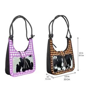 Sacs à bandoulière en cuir à carreaux marron et brun avec logo personnalisé de luxe 2026, sacs à main de luxe en cuir de vache véritable pour femmes - Product Image 2