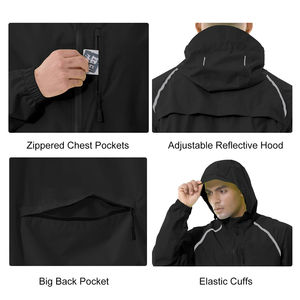Custom Logo Outdoor Hiking <b>Men</b> Waterproof Sports Rain Running <b>Jacket</b> Reflective Windbreaker Packable Golf <b>Cycling</b> Hood <b>Jackets</b> - Product Image 6