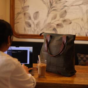 Sac fourre-tout en toile et cuir, style vintage, sac à main à bandoulière, sac de voyage, sac de travail, sac de shopping, grande capacité, sac en toile LCTB-0015 - Product Image 6