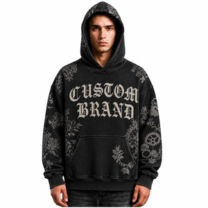 Men’s Custom <b>Gothic</b> Graphic <b>Hoodie</b> Oversized Streetwear Pullover Sweatshirt Vintage Floral Print Casual Fashion <b>Hoodie</b> - Product Image 3