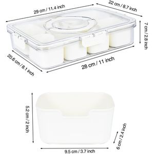 Contenitore Portatile Trasparente per Snack con Vassoio Divisorio, Scatola Snackle con Coperchio e Manico per Conservazione Alimenti, Taglieri per Salumi - Product Image 1