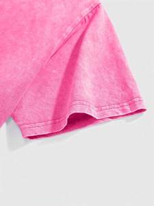 Camiseta Oversize Rosa Lavada Suave y Transpirable 100% Algodón Ajuste Holgado Hombro Caído Estilo Urbano Verano Casual para Hombre - Product Image 4