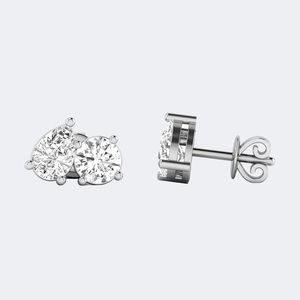 Boucles d'oreilles de luxe Toi et Moi en or plaqué 10 carats avec diamants de laboratoire 2.00CTW certifiés IGI - Product Image 5