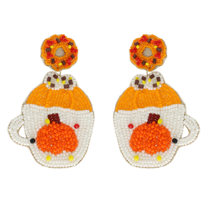 Boucles d'oreilles multicolores faites à la main avec broderie de perles, bijoux de fête pour femmes au meilleur prix, boucles d'oreilles à perles - Product Image 4