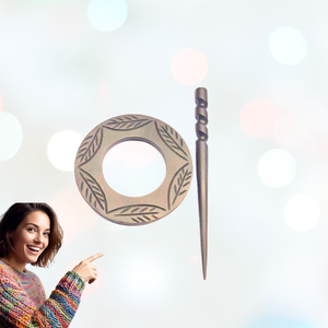 Natural wood scarf fastener that adds a warm, handmade feel to shawls without pulling or damaging fabric - Product Image 3