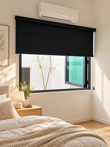 Stores à enroulement électriques WINHOME RB Super Black Series, noirs unis, occultants, pour hôtels, appartements et projets OEM - Product Image 1