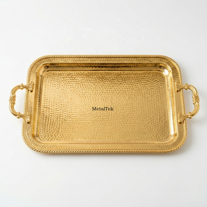 Bandeja de Metal Chapada en Oro de Lujo, Elegante Plato Rectangular para Servir, Decoración del Hogar, Bodas y Mesa de Café, Tienda de Regalos - Product Image 1