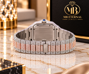 Reloj de Diamantes Unisex de Lujo MB ETERNAL JEWELS, Acero Inoxidable, Cuadrado, Analógico, Cierre Desplegable de Cuarzo, Cristal de Zafiro, 41 mm, Números Romanos - Product Image 2