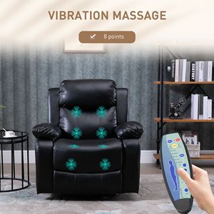 Poltrona Reclinabile Girevole in Pelle PU con Massaggio, Telecomando e Poggiapiedi Imbottito per Soggiorno e Camera da Letto, Ideale per Donne - Product Image 4
